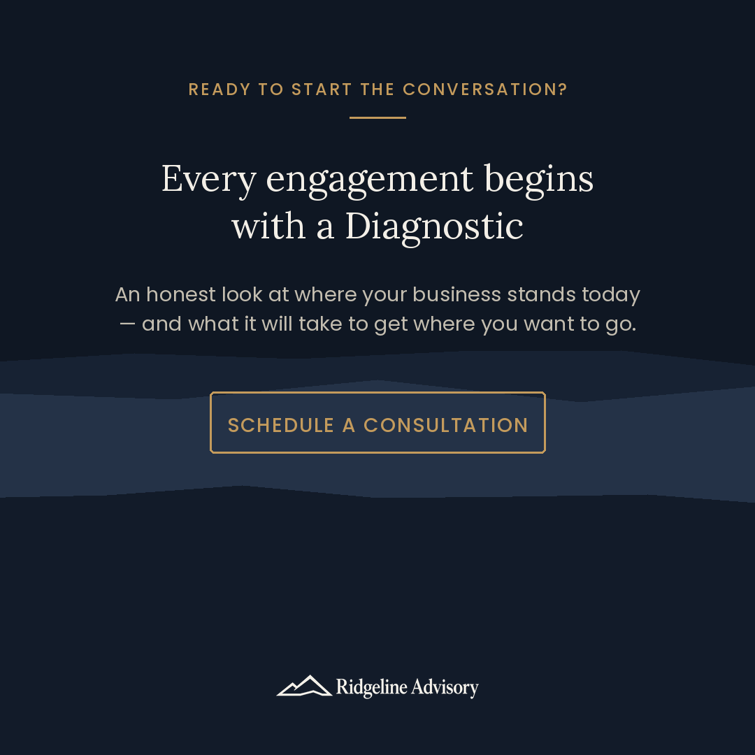 Every engagement begins with a Diagnostic — Ridgeline Advisory's structured business assessment